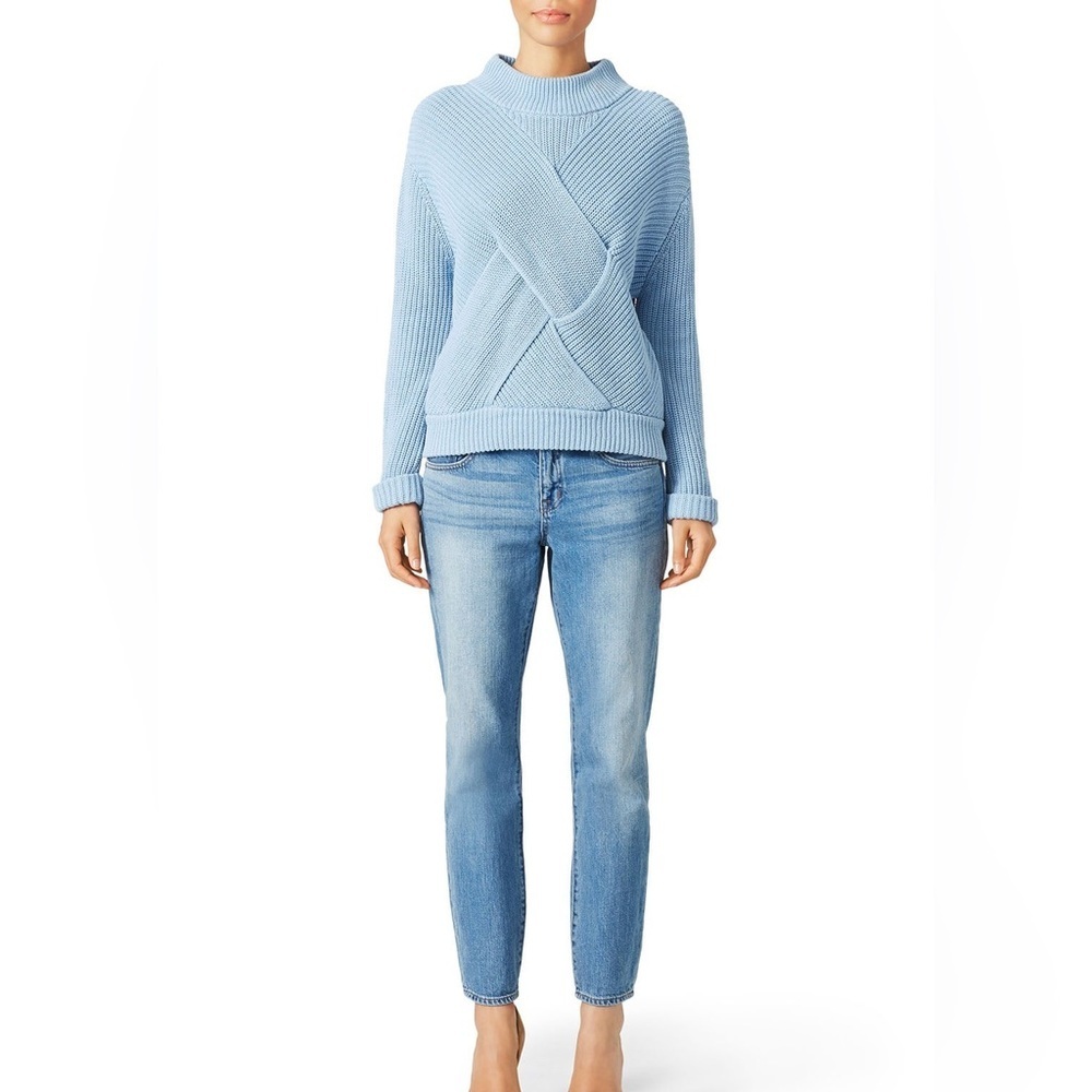 C/MEO Collective Blue shake it off Sweater Chunky Knit with criss cross panel - Picture 2 of 8